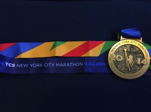 Hard earned -- the 2014 TCS NYC Marathon medal.